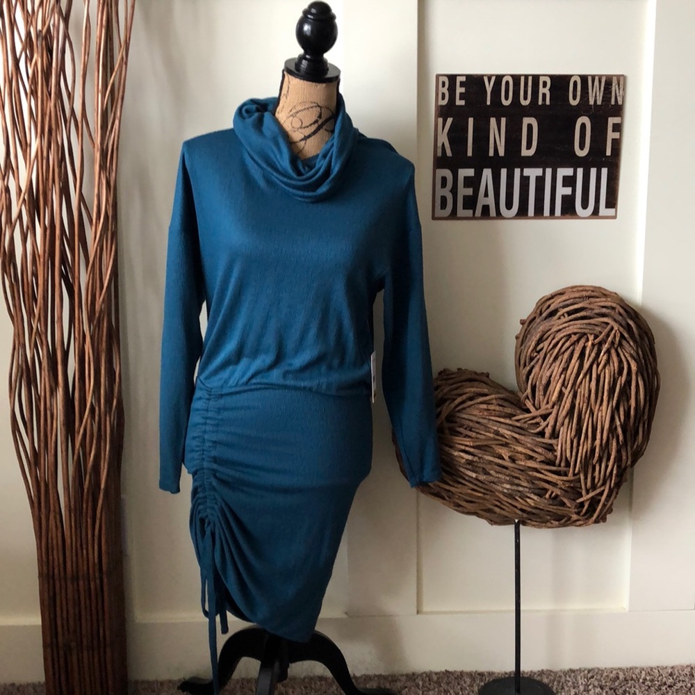 Free People Sundown Dark Green Mini Knit Dress